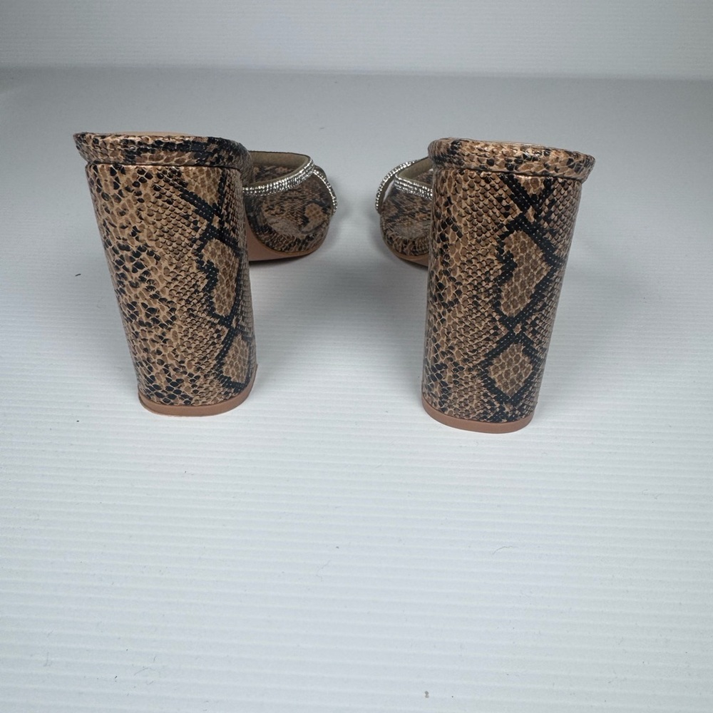 Azalea Wang Eulalia Snake Rhinestone Strap Mule Heels Size 8 - Picture 4 of 6